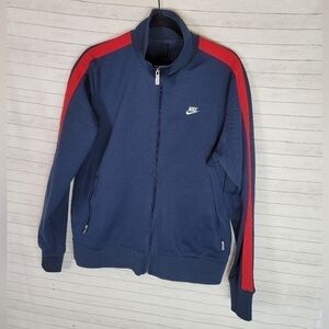 NIKE Golf Sport Dri Fit Navy Blue & Red Track Jacket, sz Large